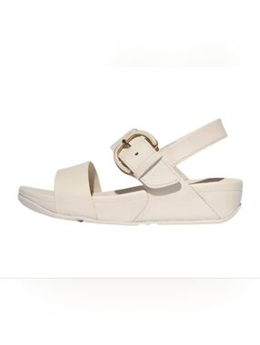 FitFlop Lulu Resin-Buckle Leather Back-Strap Sandals Paris Beige Size 10 NEW